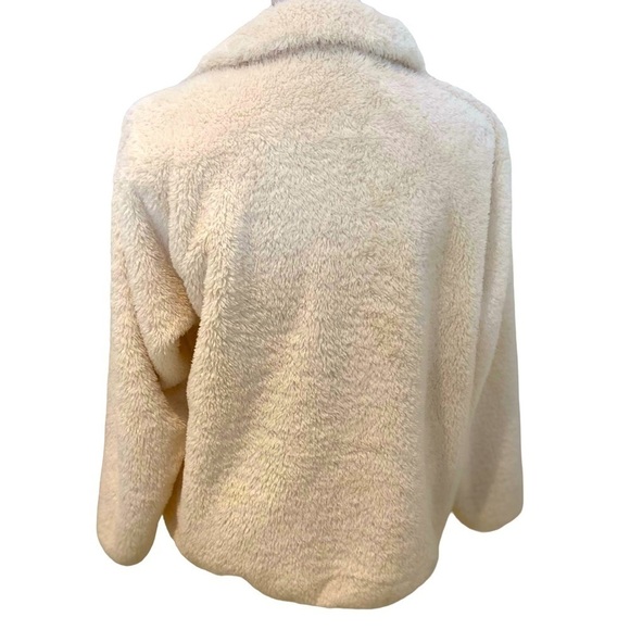 Uniqlo zip up fuzzy jacket cream recycled polyester front pockets size xl - Picture 5 of 10